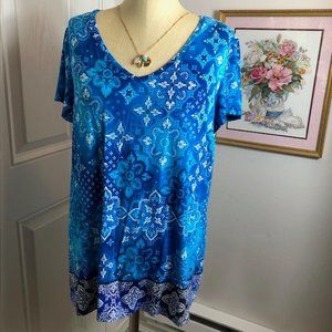 Westport Turquoise and White Print T-Shirt